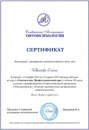 2014 год. Сертификат " Синемалогия: профессиональный курс"